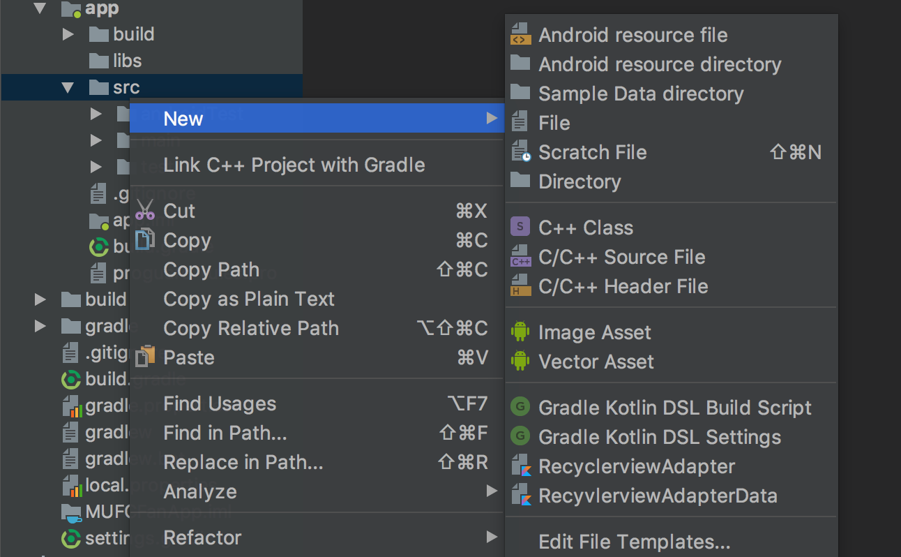 File Templates for RecyclerView Adapter for Kotlin / Java Projects