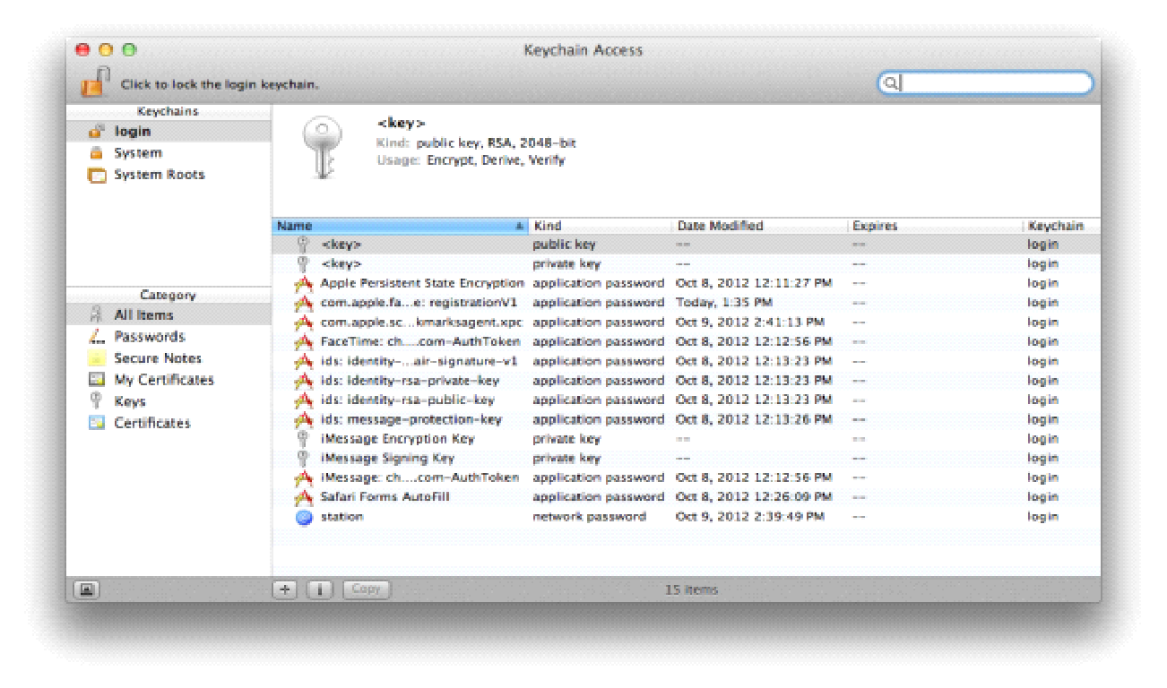 Keychain Access Mac OSx usage, troubleshooting, resetting, sharing