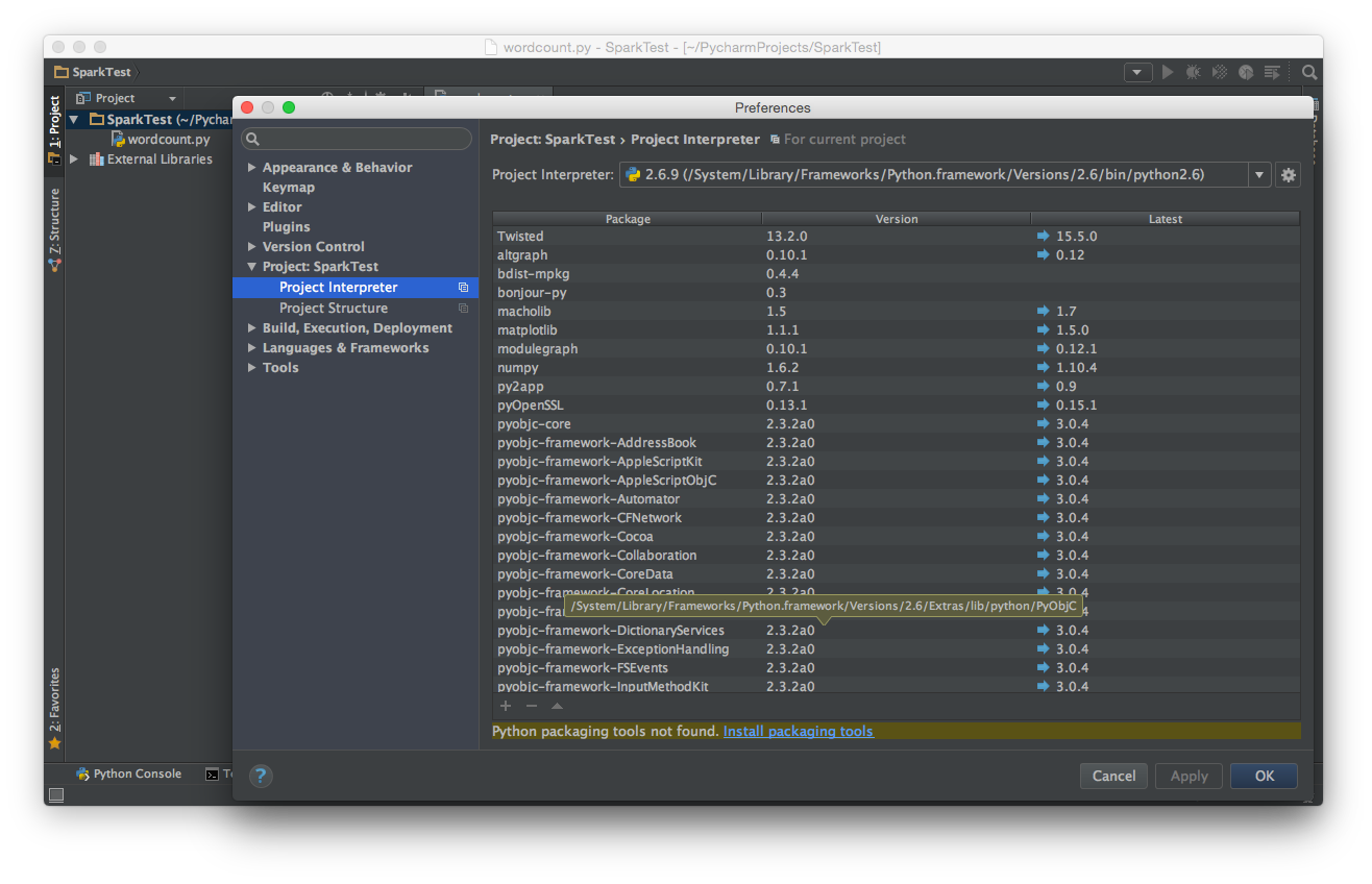 pycharm for mac os x 10.7.5