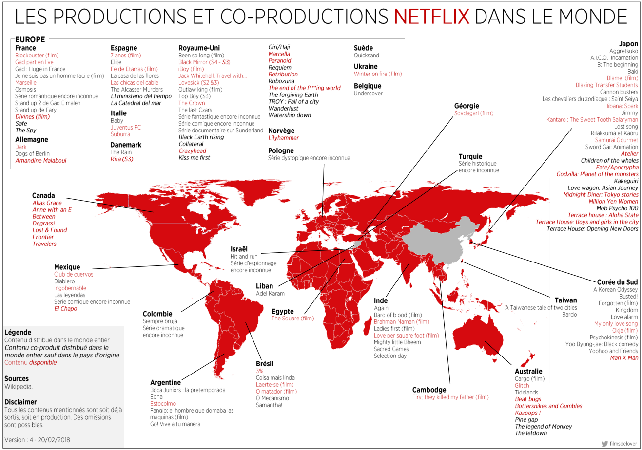 La Carte Des Productions Et Co Productions De Netflix Dans Le Monde By Frederic Films De Lover Le Secteur Vod Et Svod En France Medium