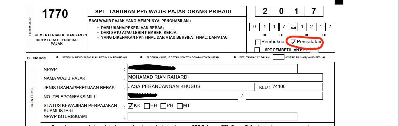 Contoh Formulir Spt 1770 Yang Sudah Diisi