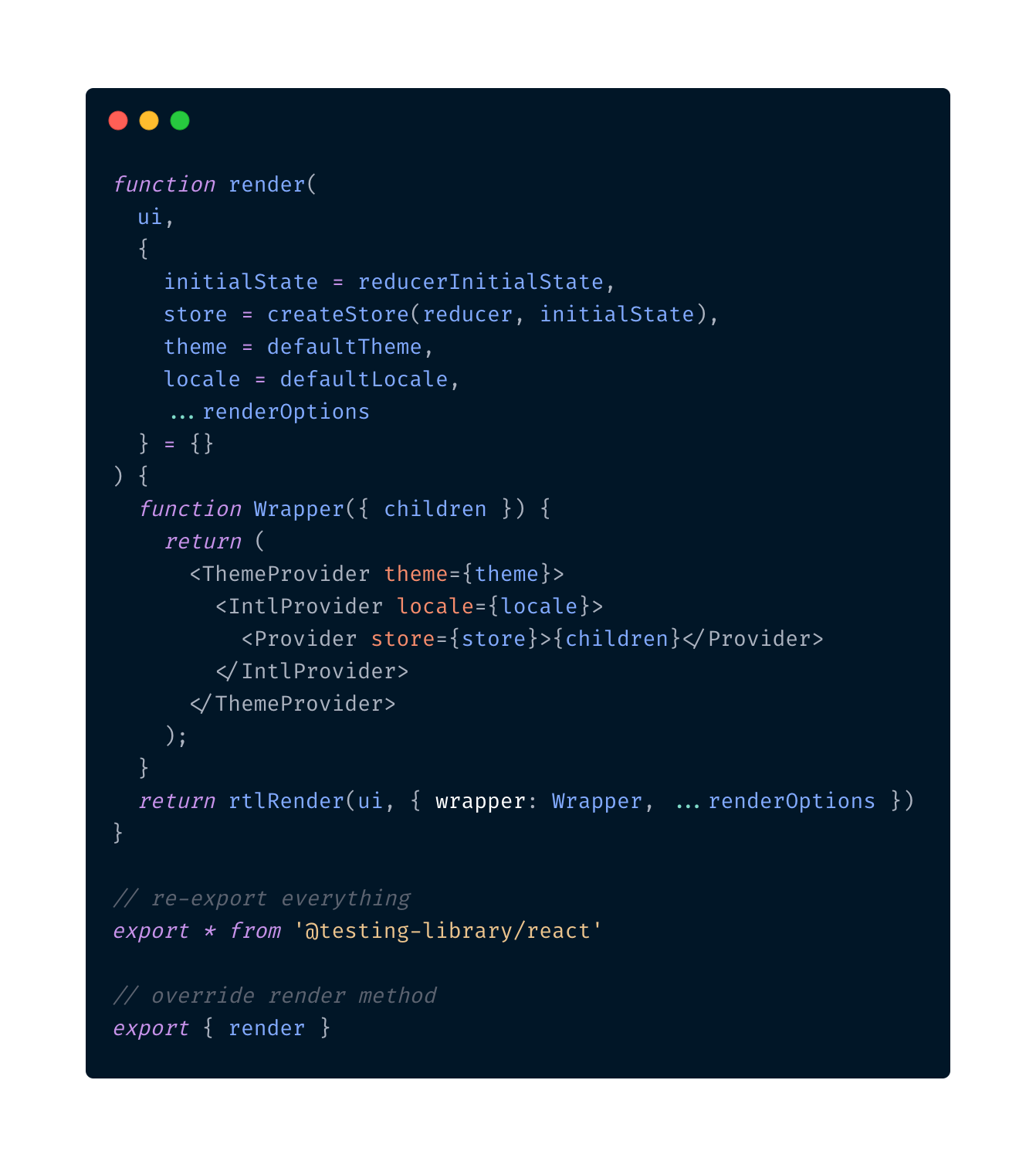 Custom rendering in React Testing Library Done Right