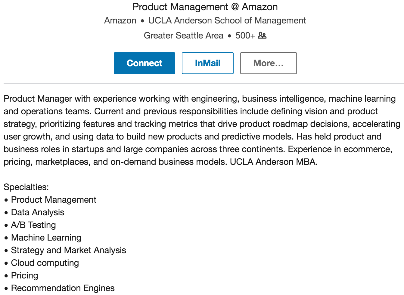 linkedin summary examples product manager