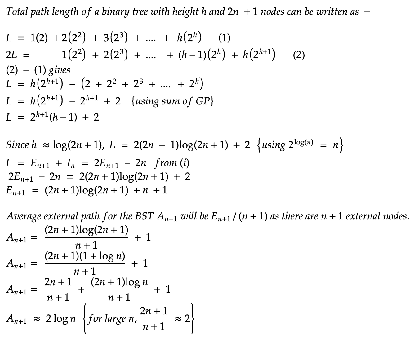 Full Binary Search Tree Height And Average Path Length By Jatin Jhalani Medium
