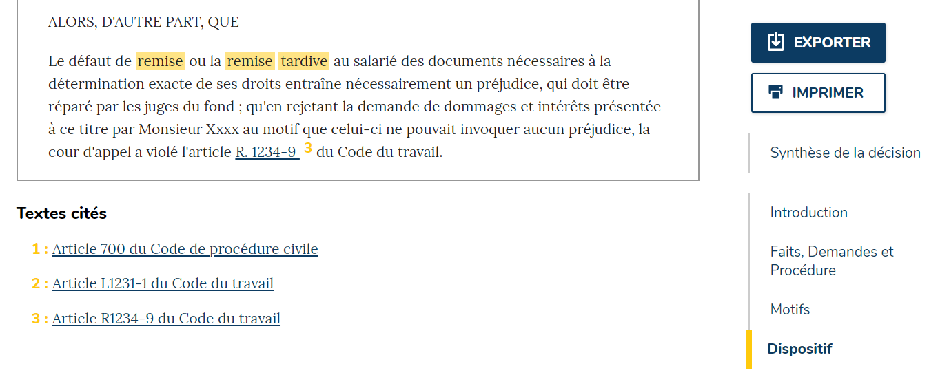 predictice défaut de remise tardive documents