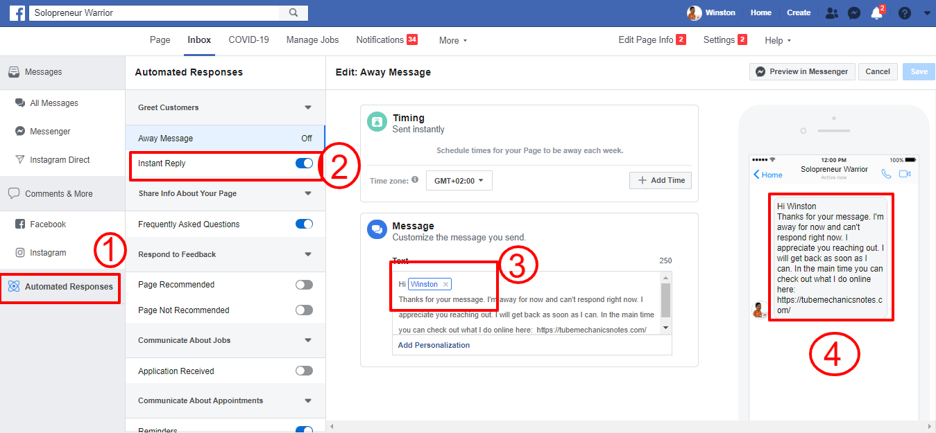 How To Setup Instant Replies Responses On Facebook Page By Tubemechanics Notes Medium