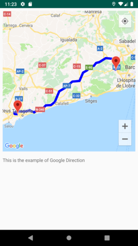 Android Example : Draw route between two location using Google