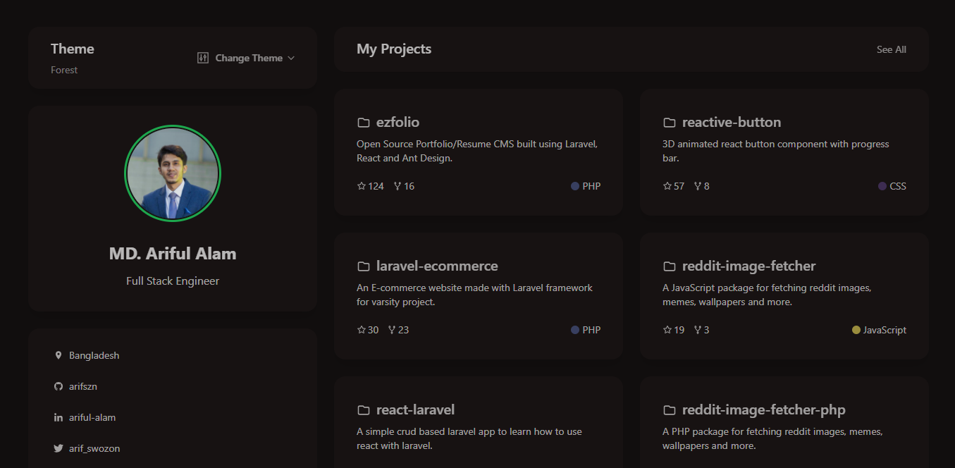 Create Personal Portfolio Using Github Api with Blog | by Ariful Alam ...