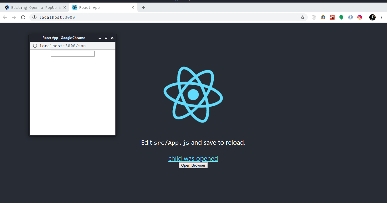 react popup window