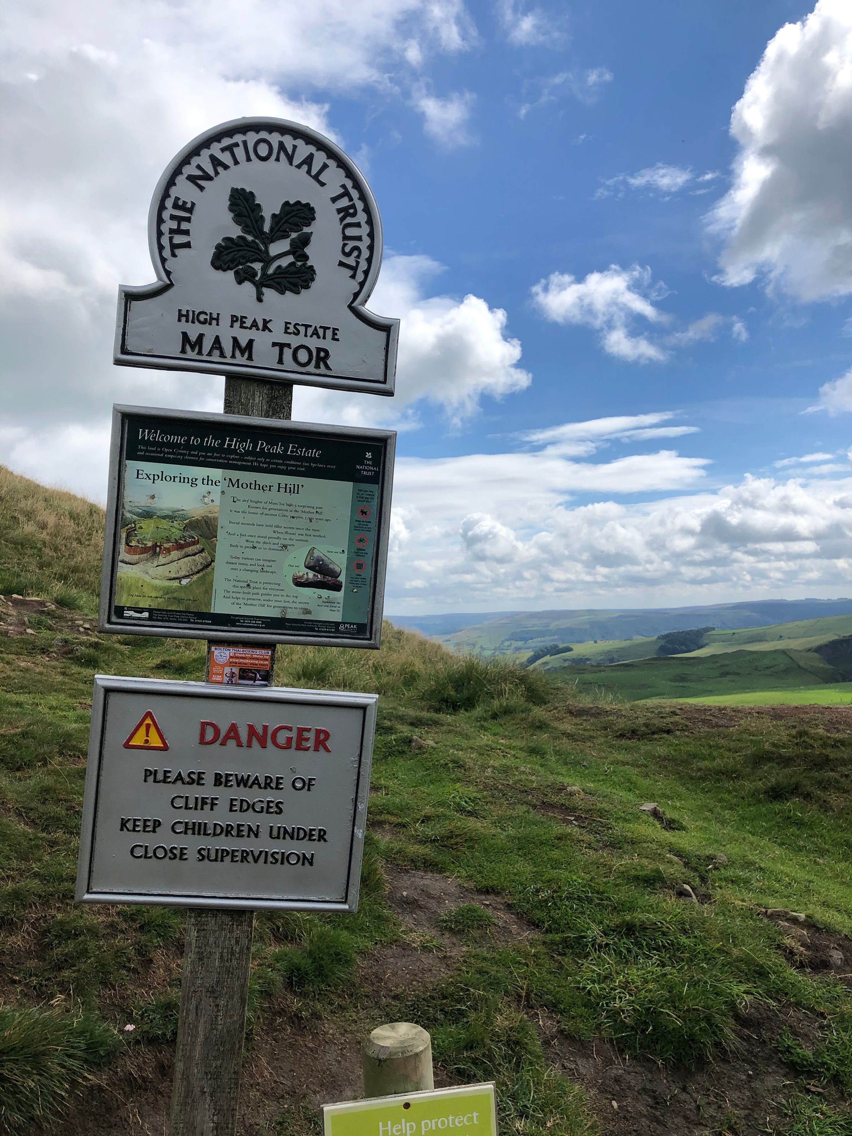 The sign at the bottom of Mam Tor, England