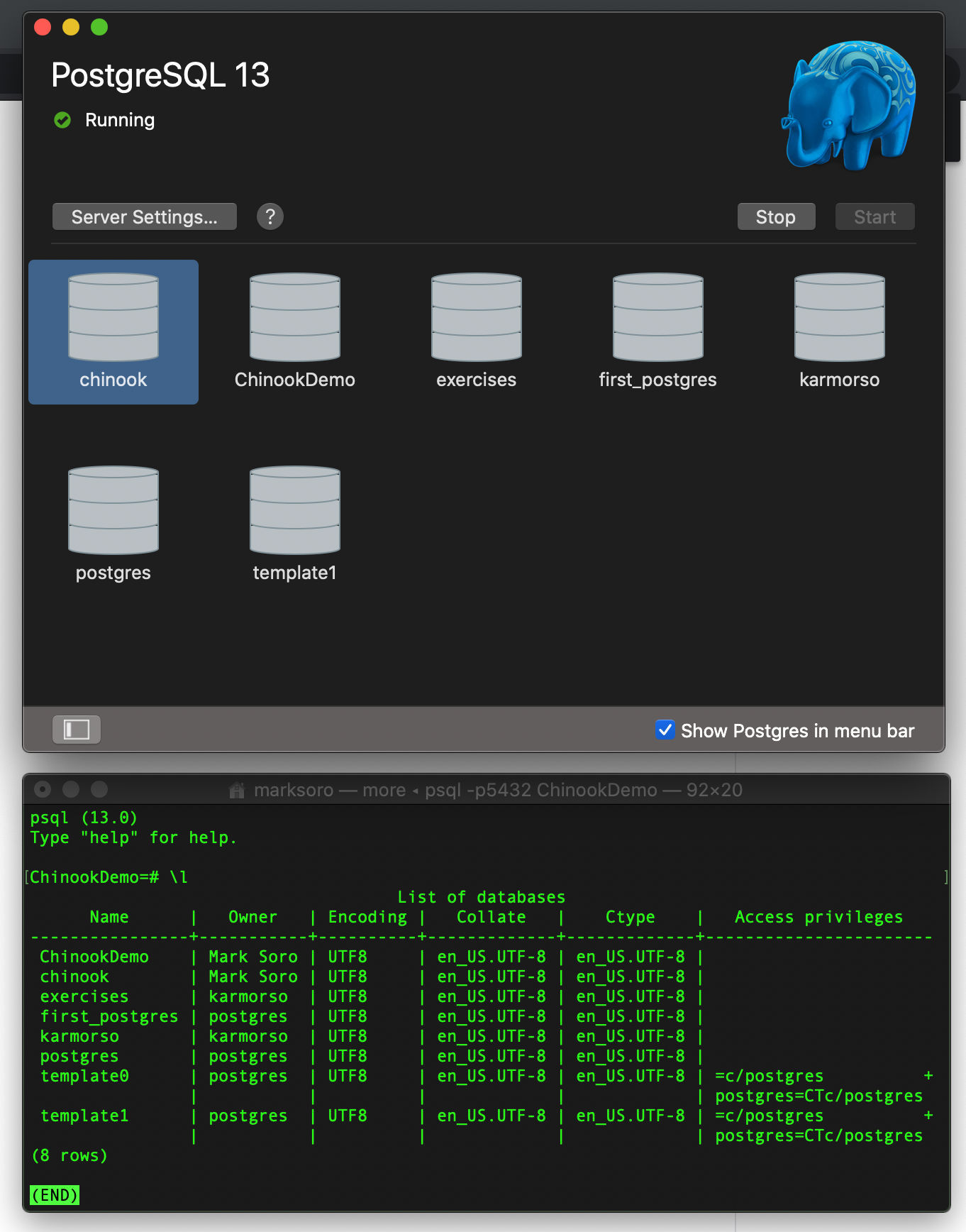 use psql in command line with postgres app use psql in command line with postgres app