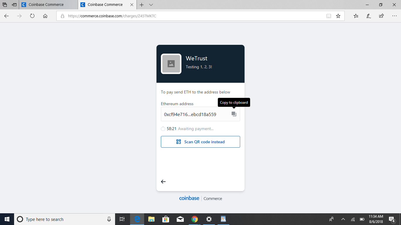 How to Create a Coinbase Commerce Account | by Patrick Long | WeTrust Blog