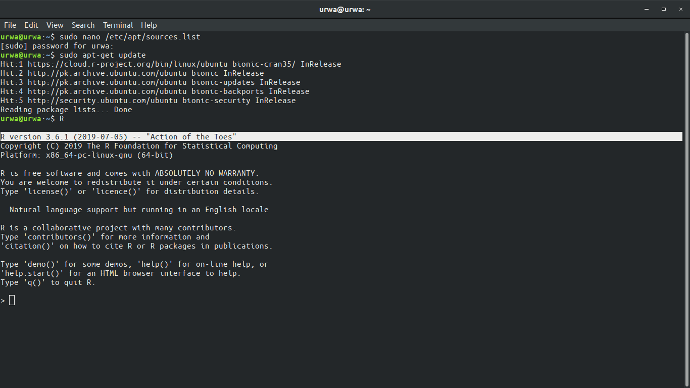 Installing R 3 6 On Ubuntu 18 04 What Worked For Me Finally By Urwa Shabir Medium