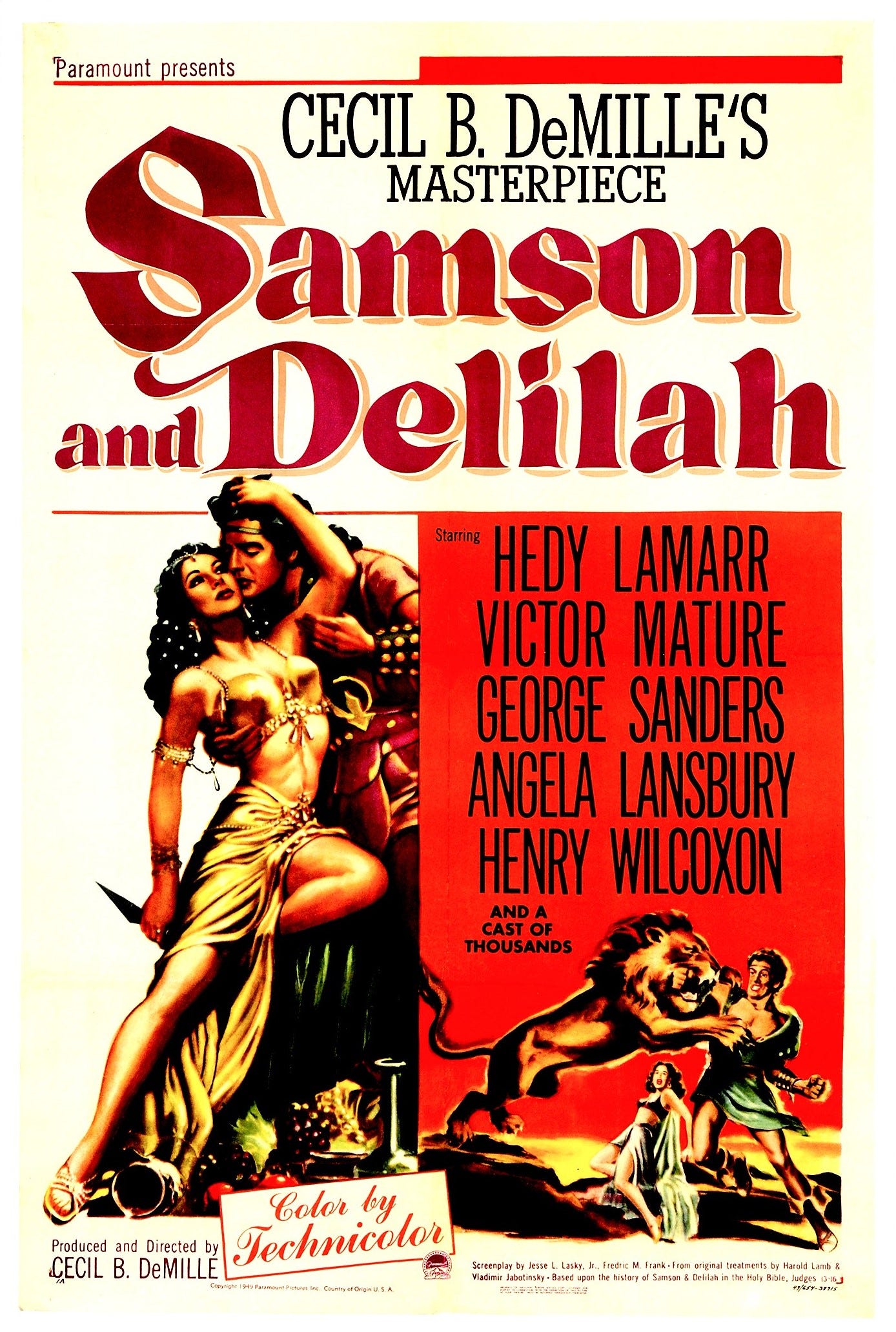 Desire, Death, and Technicolor in Cecil B. DeMille's Samson and Delilah |  by Dr. Thomas J. West III | Cliophilia | Medium