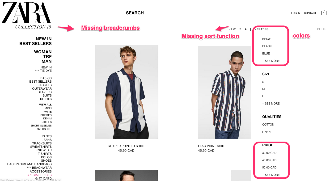 fashion websites — H\u0026M, Levi's, Zara 