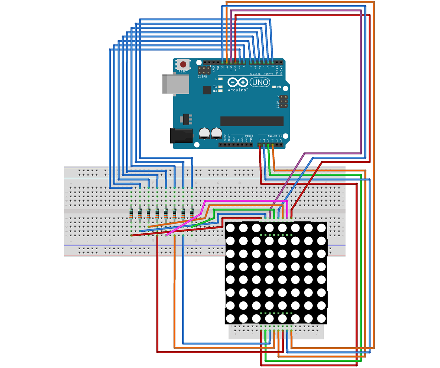 Using a LED matrix with Arduino. Got an 8x8 LED matrix such as the ...