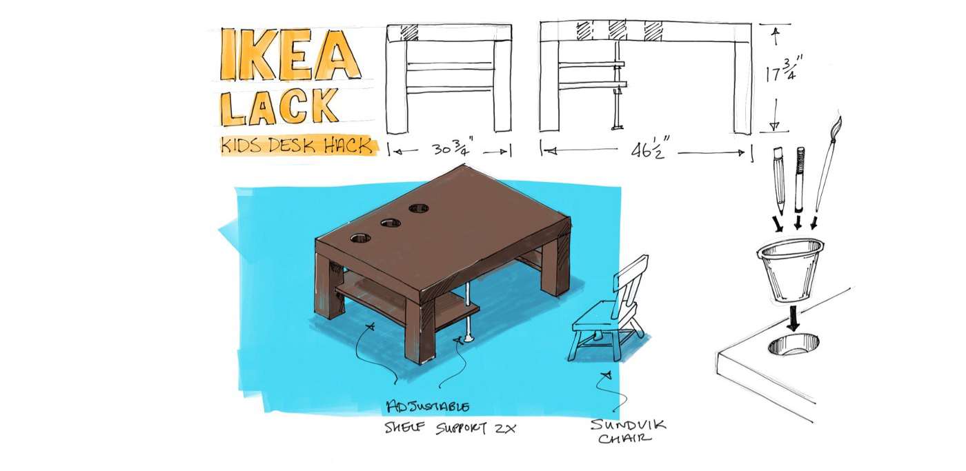 DIY kids desk from Ikea coffee table - Noteworthy - The ...