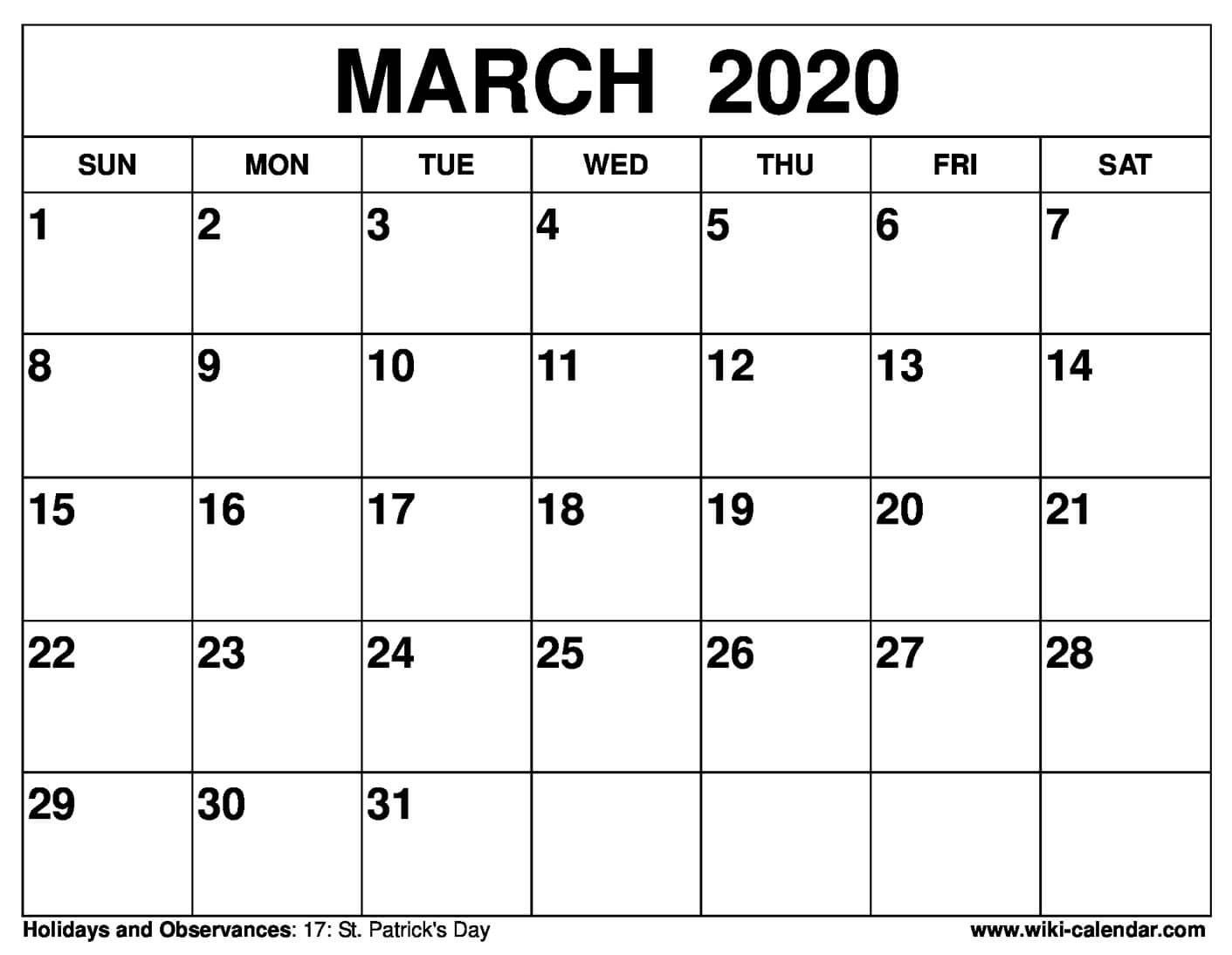 Free Printable March 2020 Calendar Sharon Gore Medium