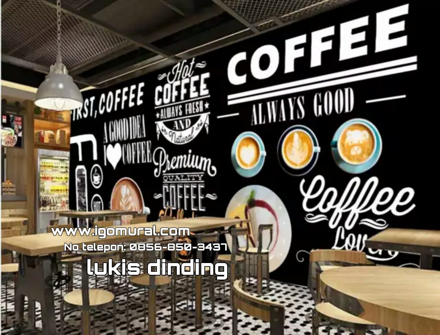 24 Lukisan Dinding  Cafe  3 Dimensi Gambar Kitan