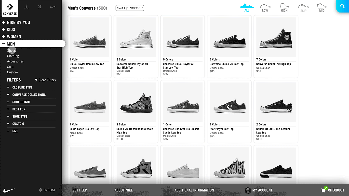 kinds of converse shoes