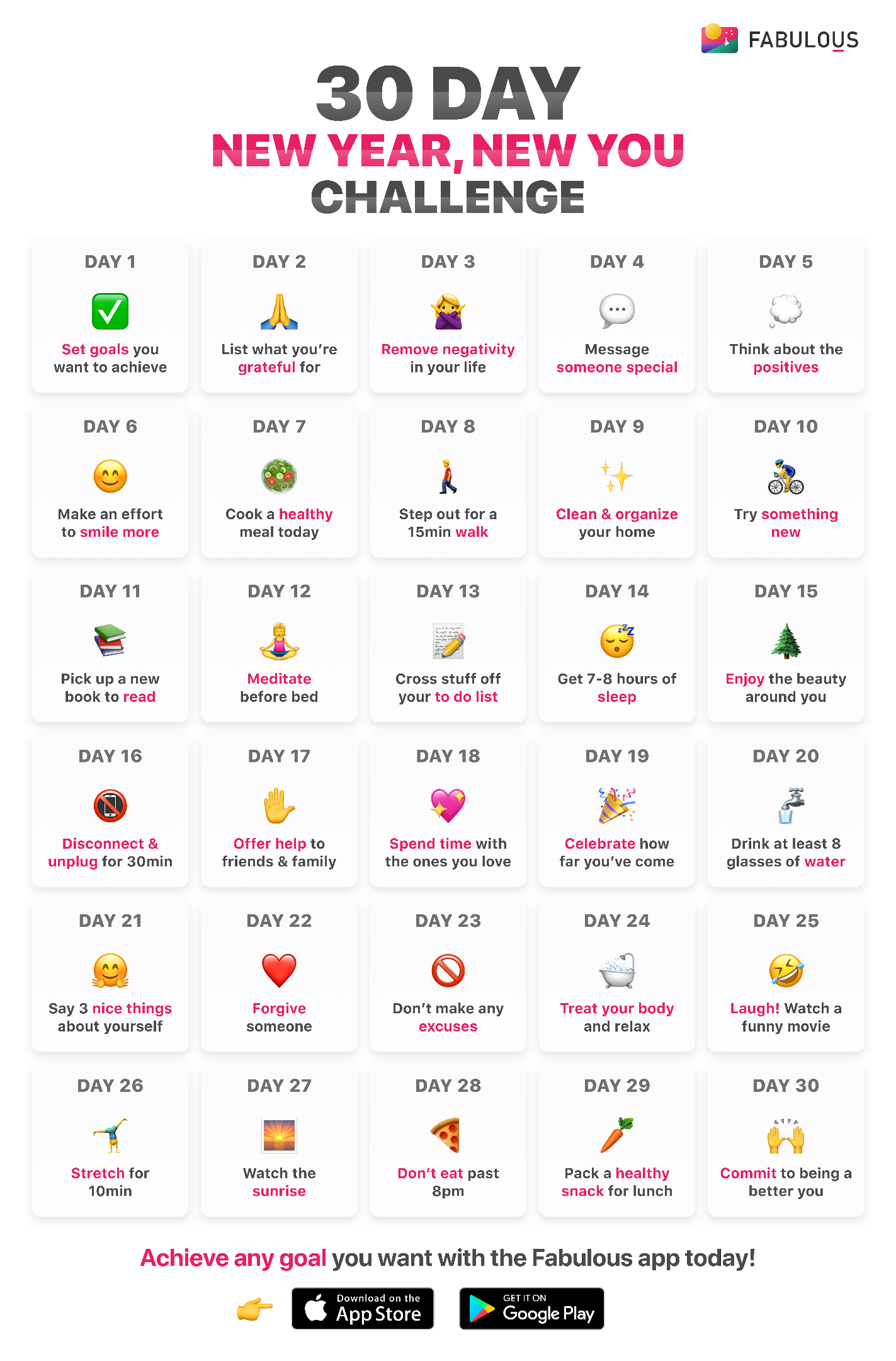 30 Day New Year, New You Challenge The Fabulous Medium