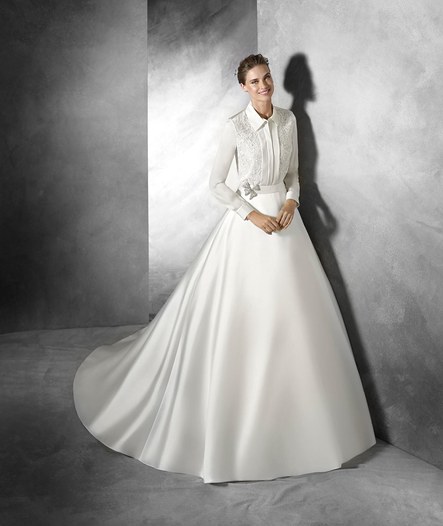 pronovias silk wedding dress