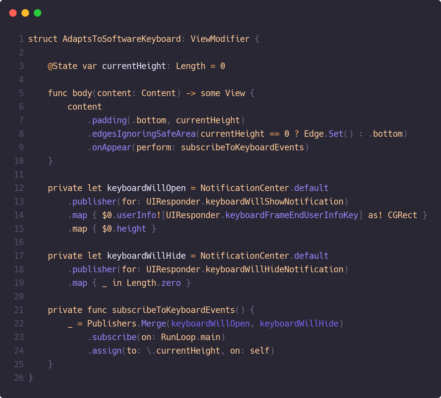 SwiftUI avoid keyboard occlusion with a modifier by Bogdan Farca