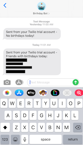 How to build an SMS/text birthday reminder bot using Ruby, Twilio, and  Google Sheets | by Alex Smith | The Startup | Medium