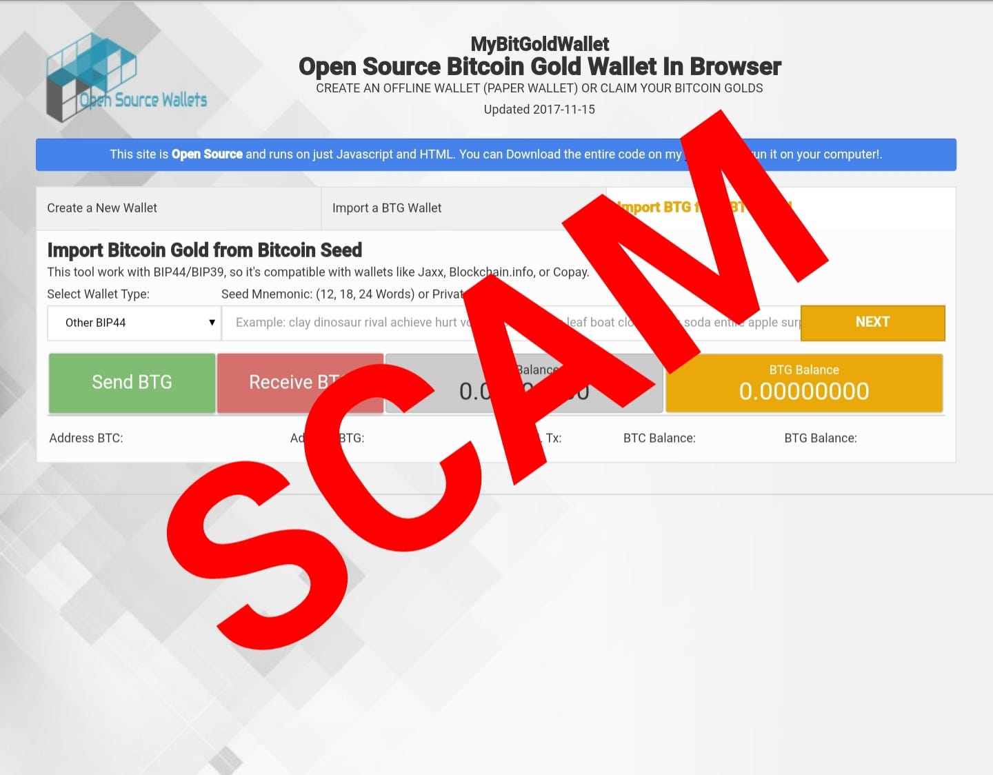 bitcoin wallet scam)