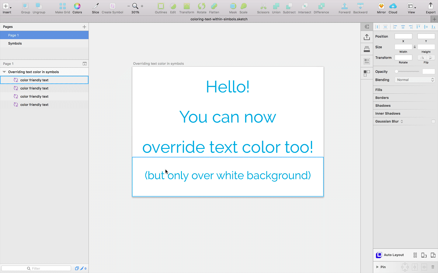 Sketch Overriding The Color Of Text Layers In Symbols