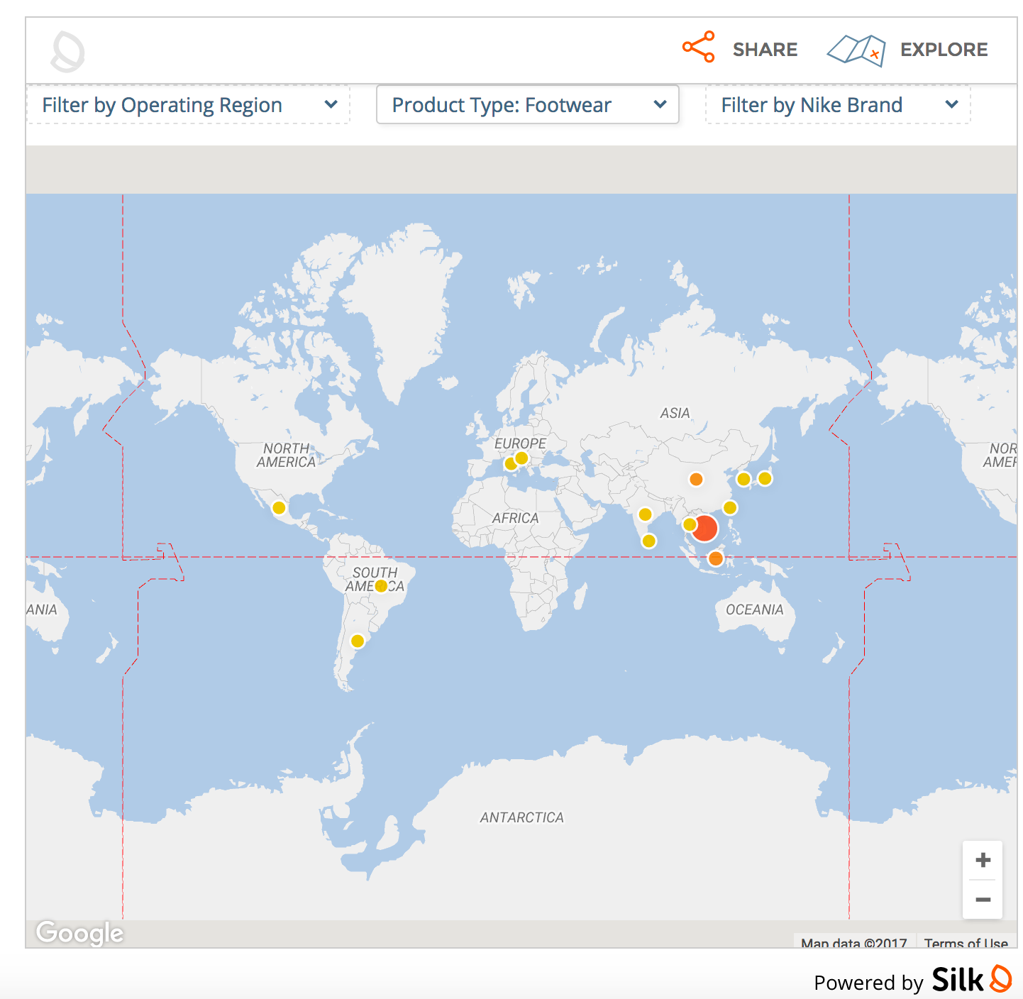 nike operating countries