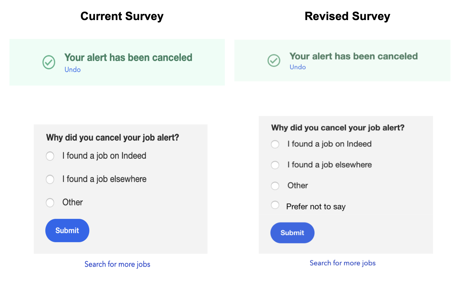 A comparison of the original and revised surveys. The only difference is the inclusion of the “Prefer not to say” option.