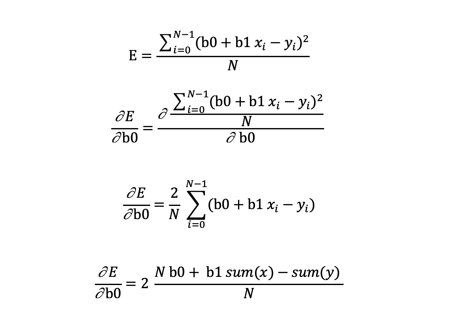 simple linear regression equation b0