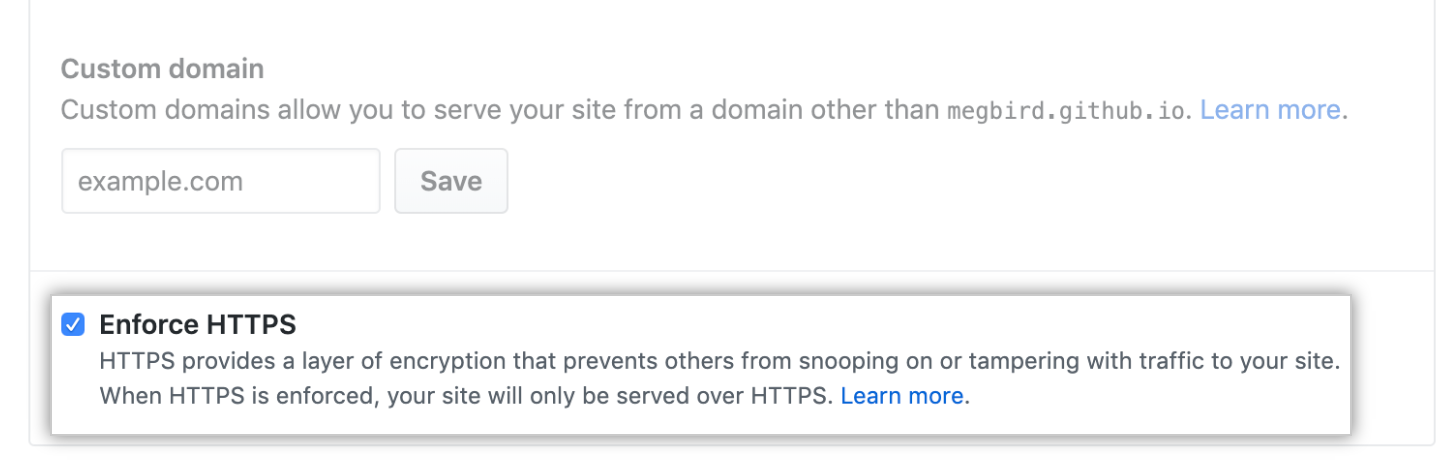 picture explaining GitHub pages - HTTPS