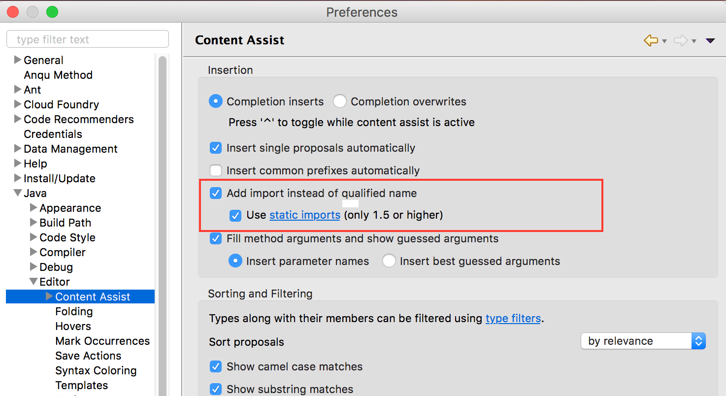 von Java static imports in Eclipse konfigurieren by
