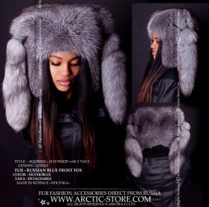 russian fur hat with tail