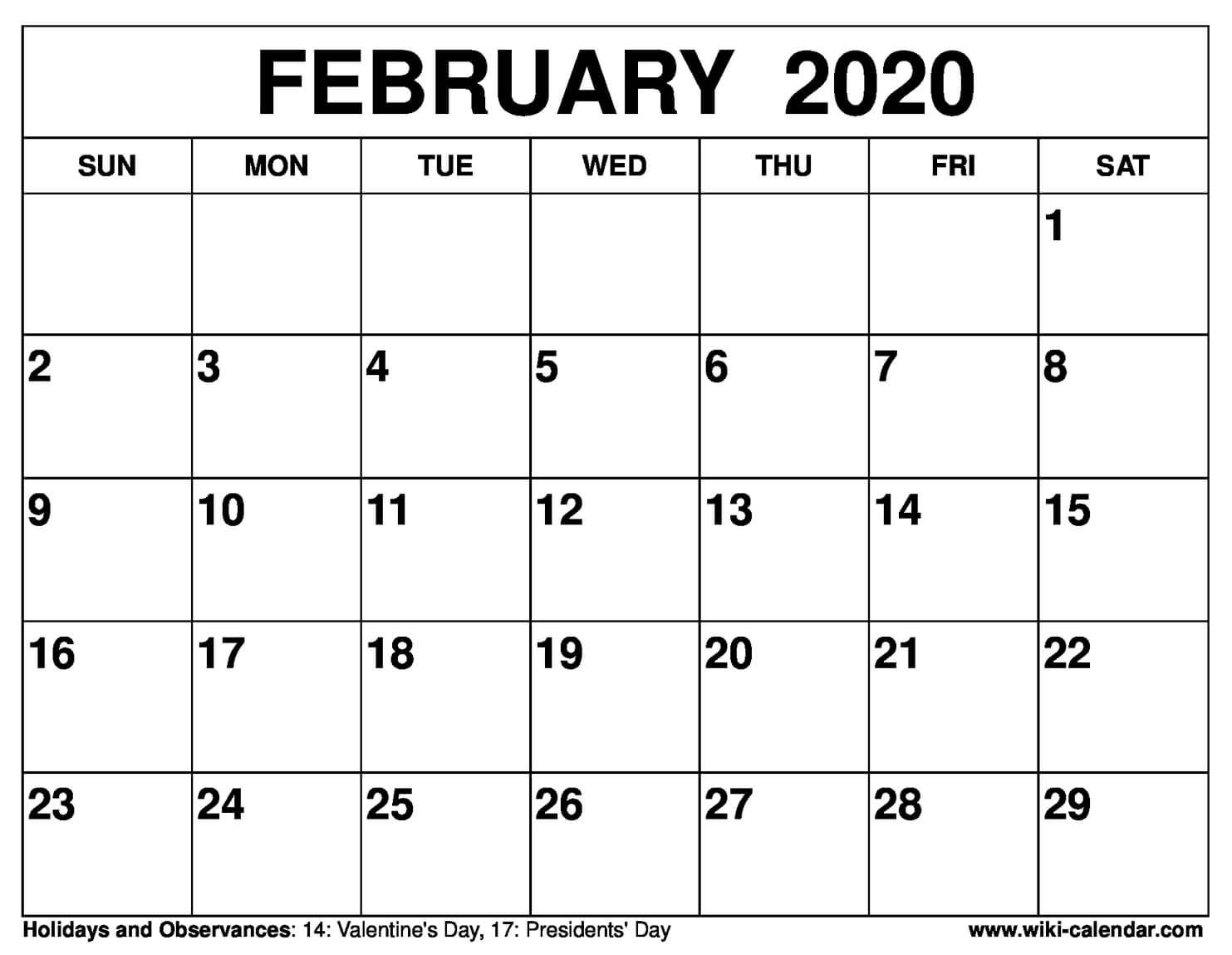 Free Printable February 2020 Calendar Sharon Gore Medium