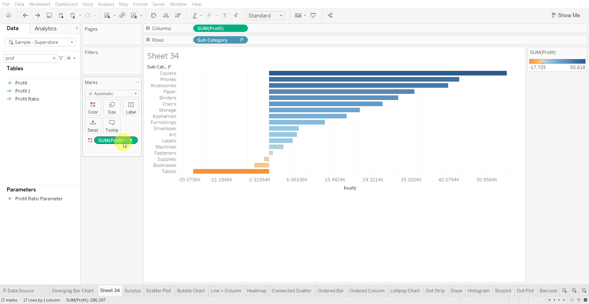 Tableau Tutorial — How to create a Diverging Bar Chart MLearning.ai