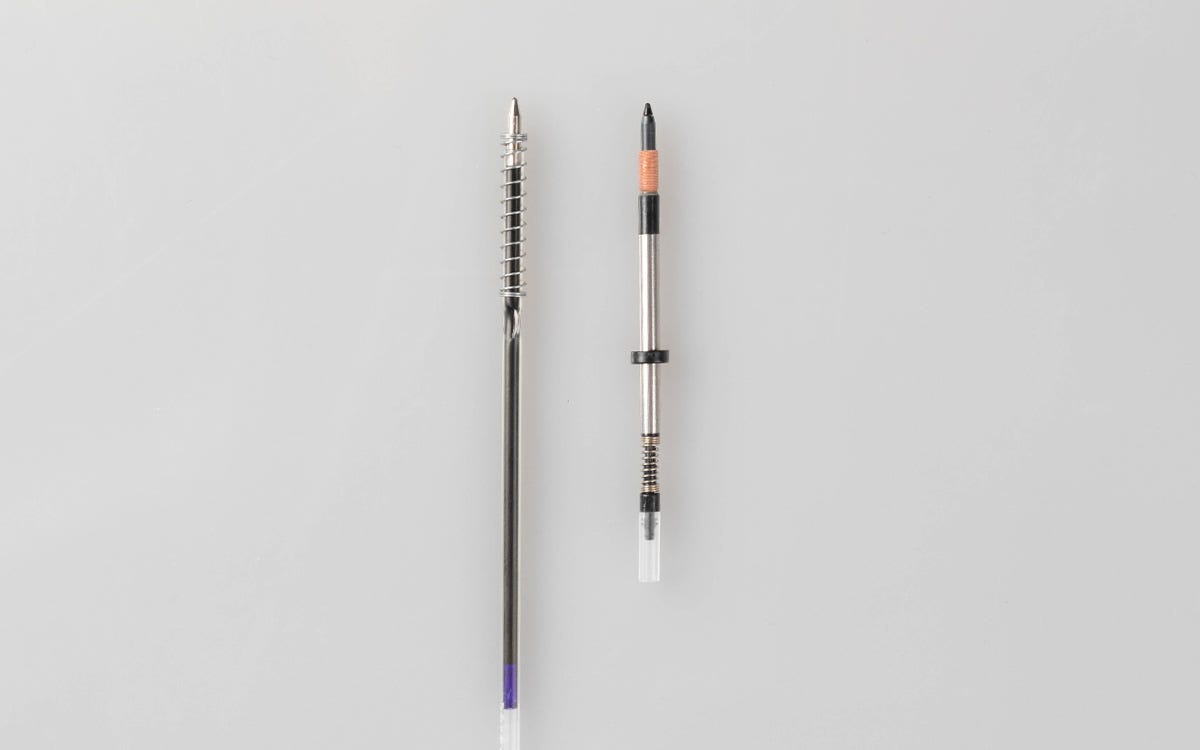 The similar size of a ballpen refill (left) and Shinonome GII refill (right). The right one is even shorter.