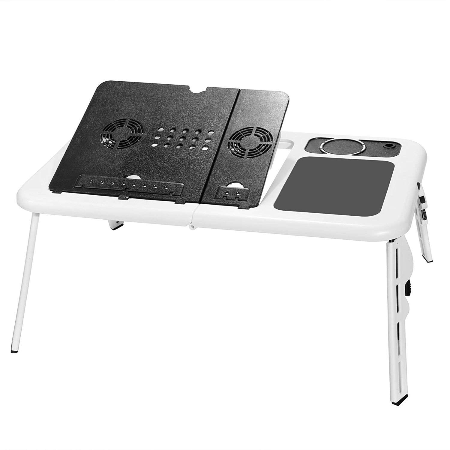 Adjustable Folding Laptop Table Stand Tray Desk With Fan In