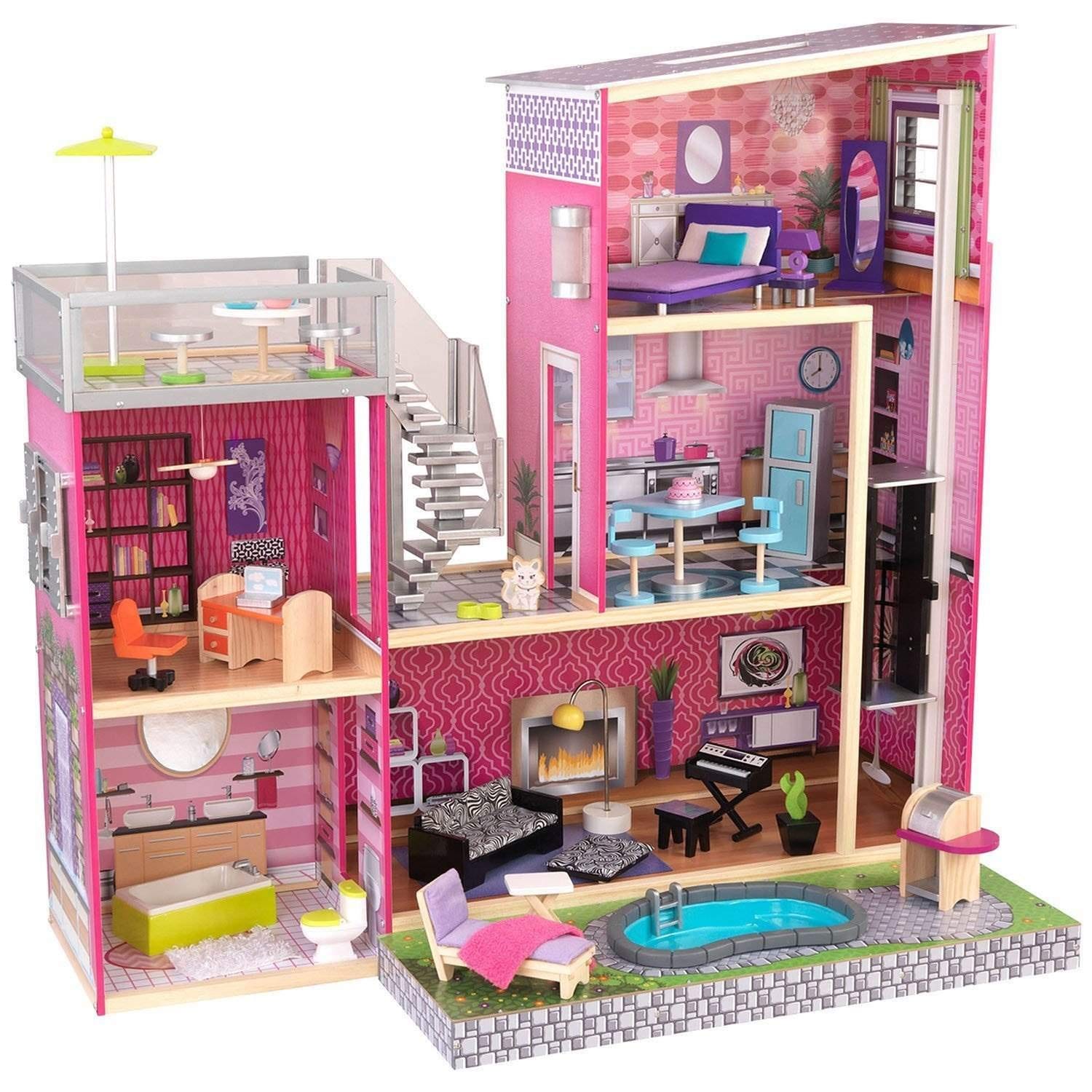 kidkraft dollhouse with spiral staircase