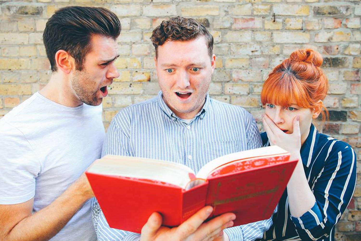 Alt text: Jamie Morton, Alice Levine, and James Cooper, hosts of the podcast