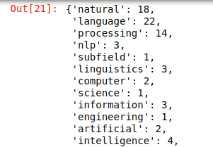A dictionary containing every word of article with its frequency