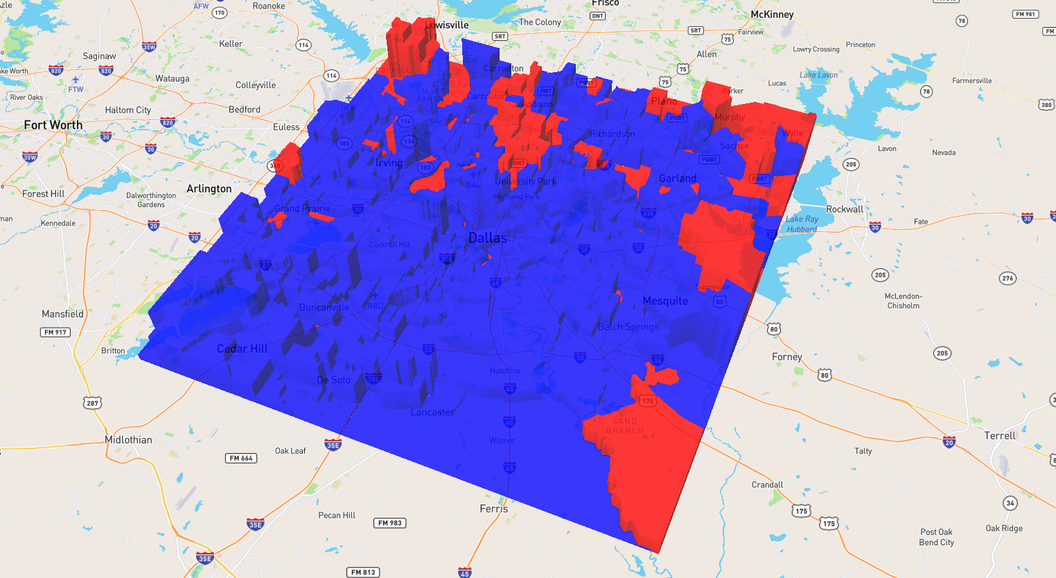 3d Election Result Maps for Dallas County by Robert Mundinger