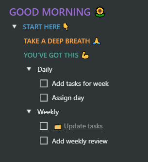 Good Morning checklist