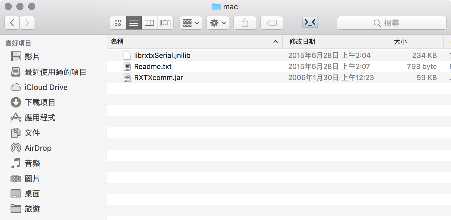 RXTX, Serial ports on macOS. port的資訊。 by