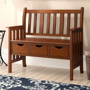 Mcniel Wood Storage Bench By Three Posts Onsales Discount Prices