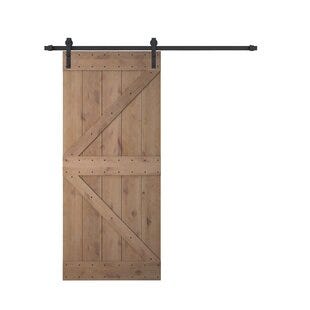 Knotty Solid Wood Panelled Alder Slab Interior Barn Door By