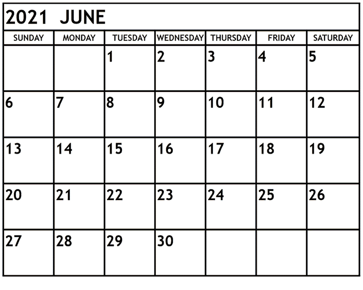 Jun 2021 Calendar