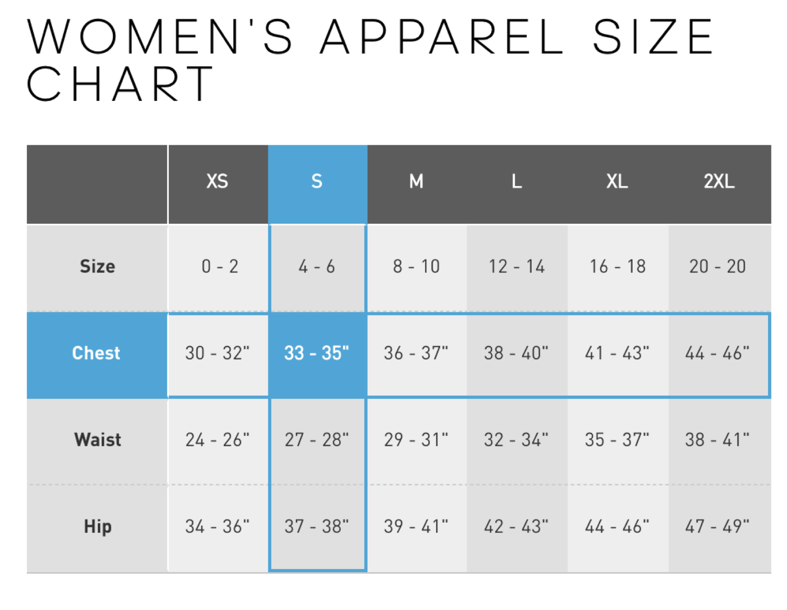 adidas women's apparel size chart